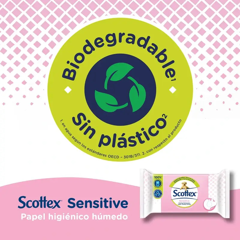 Papel higiénico húmido Scottex Sensitive, 38 unidades.