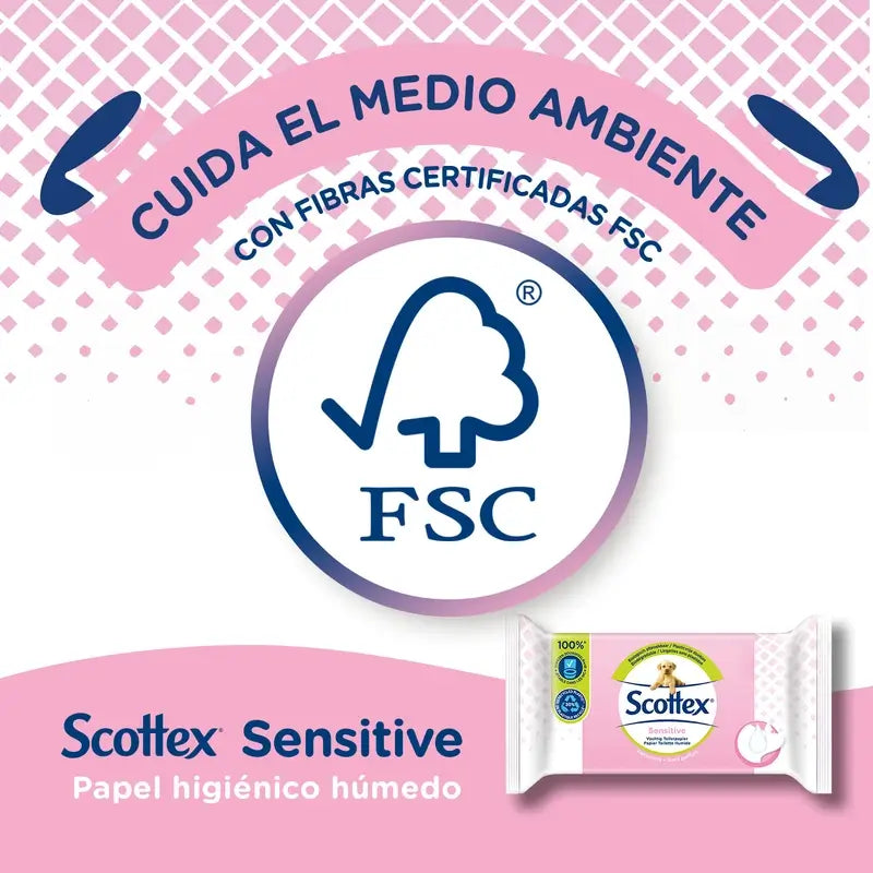 Papel higiénico húmido Scottex Sensitive, 38 unidades.