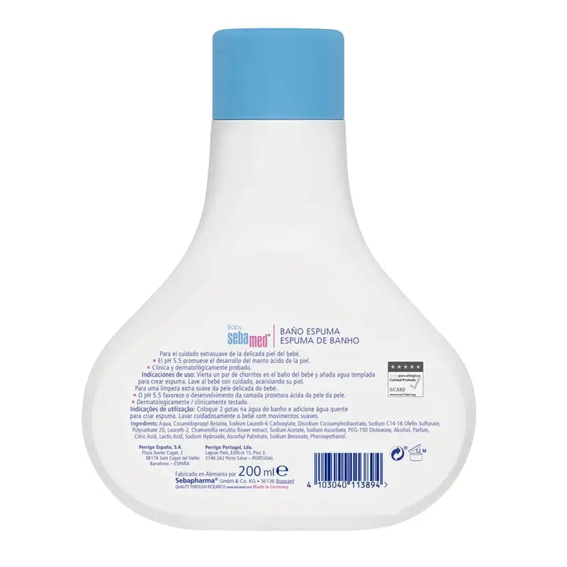 SEBAMED ESPUMA DE BANHO DE BEBÊ 200 ML.