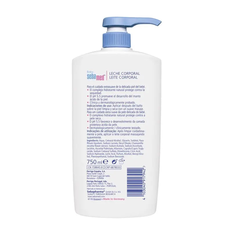 SEBAMED Leite para o Corpo do Bebé para Pele Delicada 750 ml