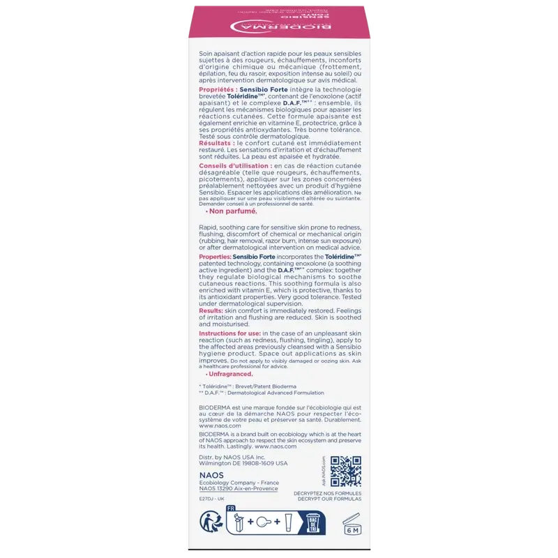 BIODERMA SENSIBIO FORTE CREME FACIAL SENSÍVEL / PELE DANIFICADA