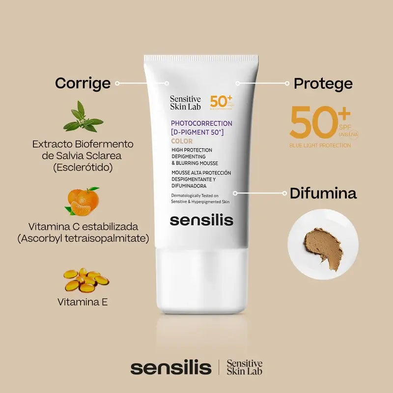 Sensilis Photocorrection [D-Pigment SPF 50+] com Mousse Despigmentante 40 ml
