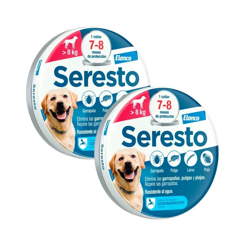 Coleira Seresto +8Kg Grande Pack 2 unidades