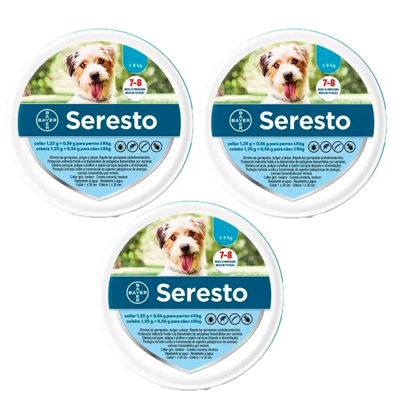 Coleira Seresto -8Kg Small Pack 3 unidades