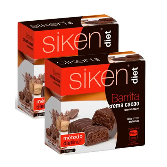 Siken Diet Barra de creme de cacau, embalagem de 2 x 5 unidades