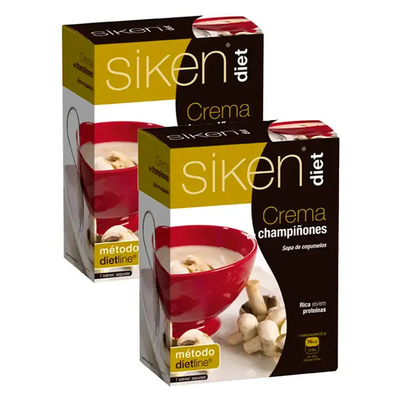 Siken Diet Creme de Cogumelos, embalagem de 2 x 7 saquetas
