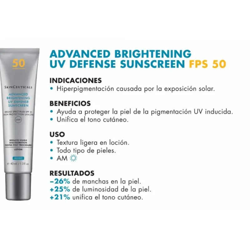 SkinCeuticals Advanced Brightening UV Defense SPF50 Protector Antimanchas 40 ml
