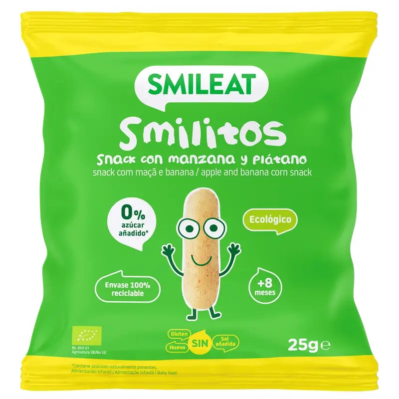 Smileat Smilito Snacks Maçã & Banana Eco Smileat , 25 gramas