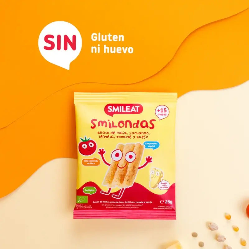 Smileat Smilondas Snack de Milho, Legumes, Tomate e Queijo , 25 gramas