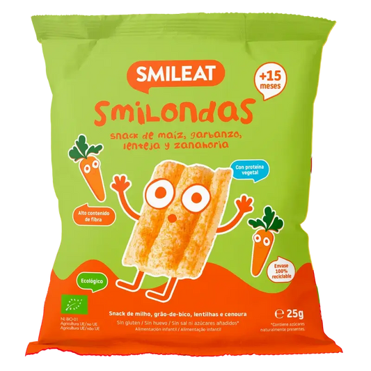 Smileat Smilondas Snack de milho, legumes e cenoura , 25 gramas