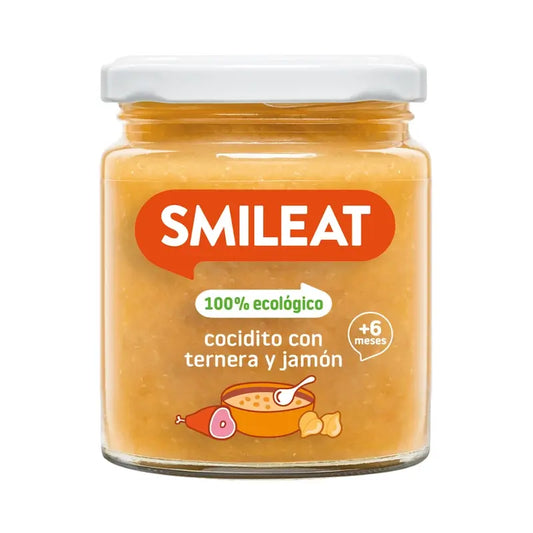 Frasco de guisado de carne e fiambre Smileat, 230 gramas