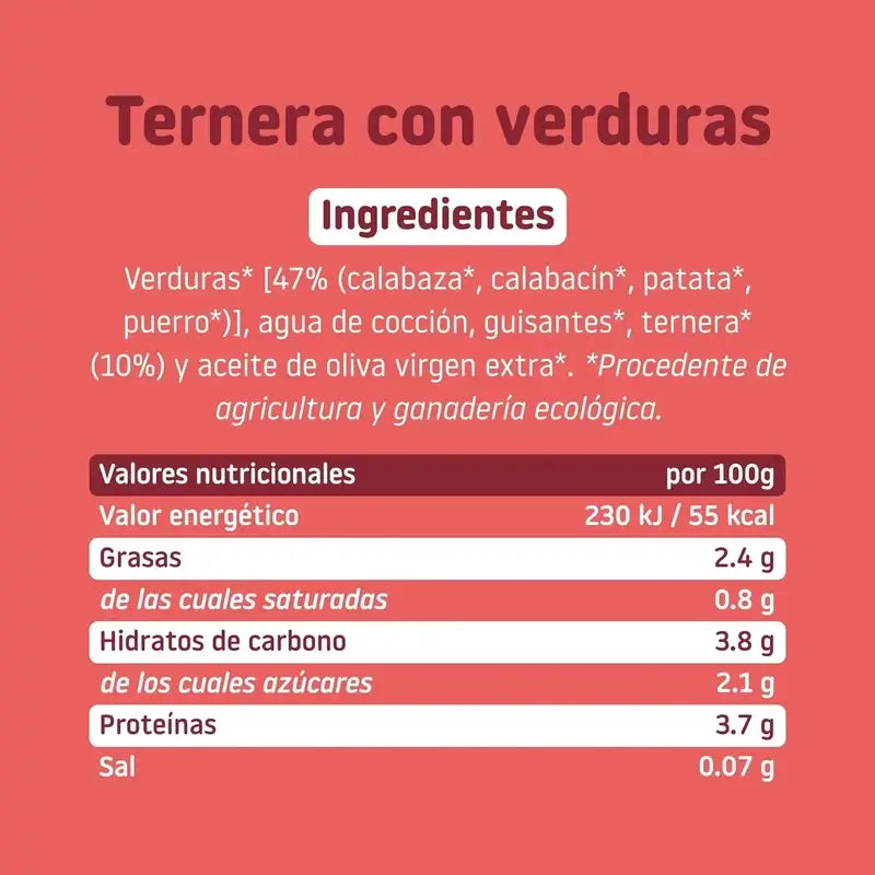 Smileat Tarrito Ternera con Verduras 230 Gr