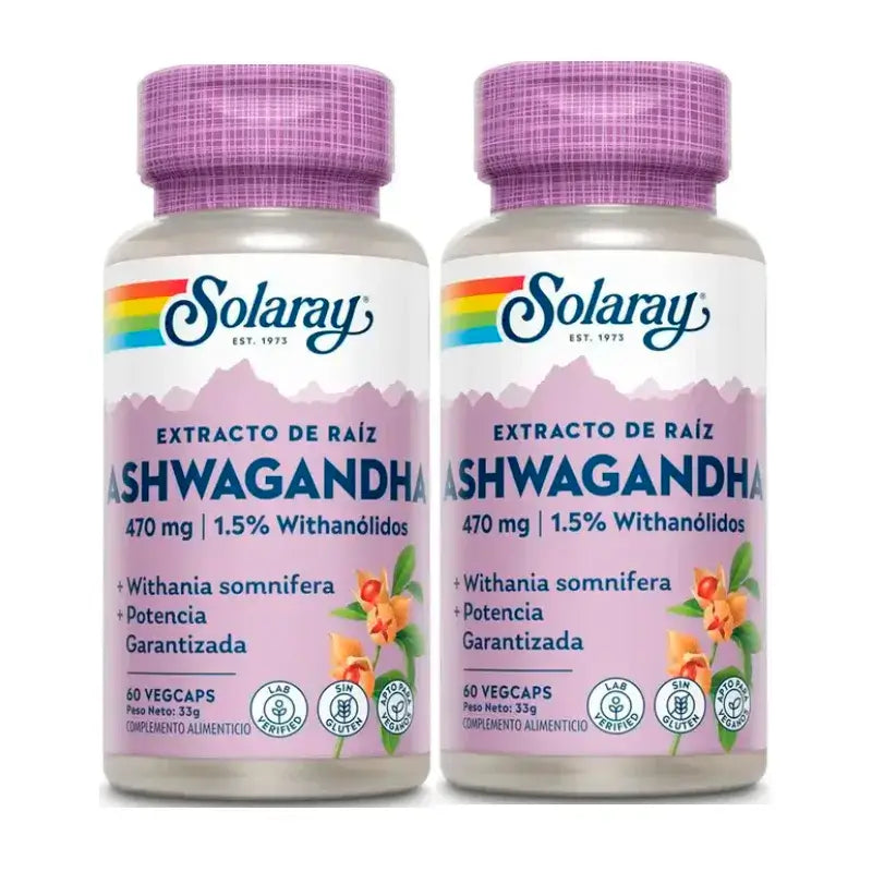 Solaray Ashwagandha 470 Mg Veggie Pack 2 x 60 Cápsulas