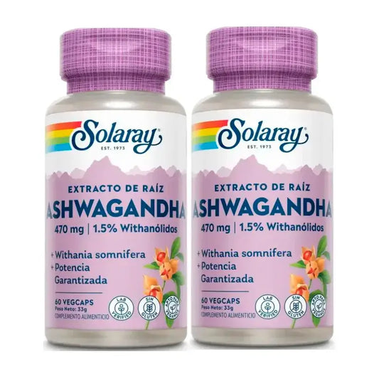 Solaray Ashwagandha 470 Mg Veggie Pack 2 x 60 Cápsulas