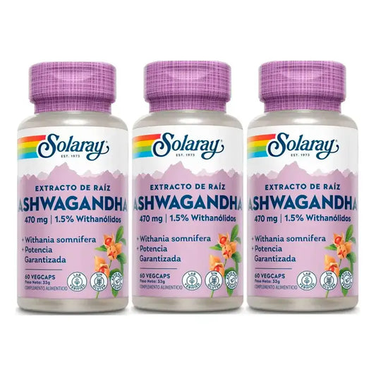 Solaray Ashwagandha 470 Mg Veggie Pack 3 x 60 Cápsulas