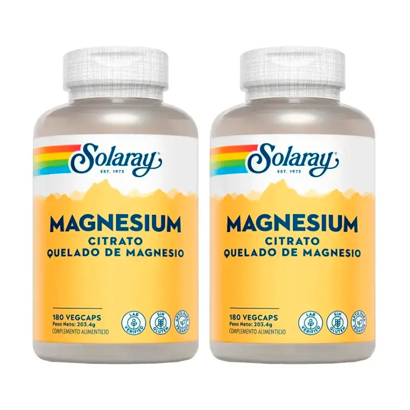 Solaray Citrato de Magnésio Embalagem 2 x 180 Cápsulas