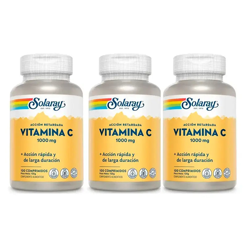 Solaray Vitamina C 1000 Mg. Embalagem 3 x 100 Comp.