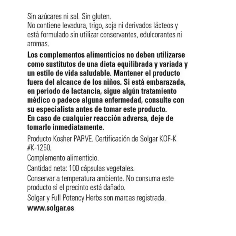 Solgar Feno-grego, 100 Cápsulas