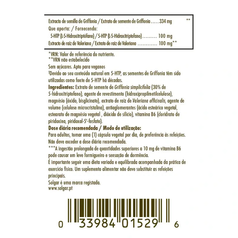 Solgar Griffonia 5 HTP Complex, 90 cápsulas