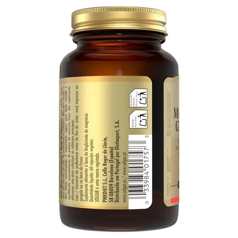 Solgar Magnesium Bisglycinate, 60 Cápsulas Vegetais