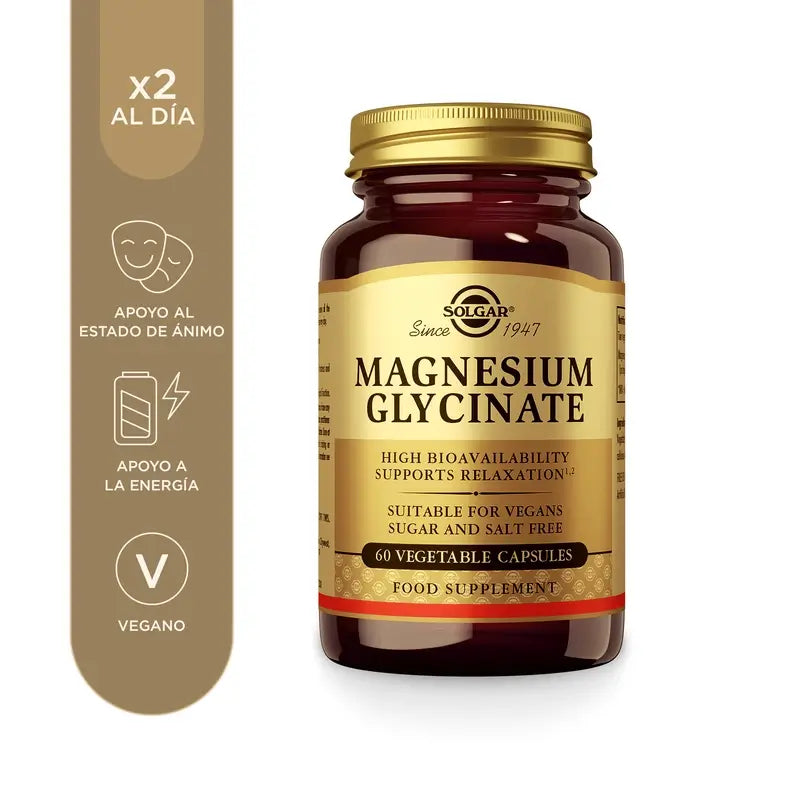 Solgar Magnesium Bisglycinate, 60 Cápsulas Vegetais