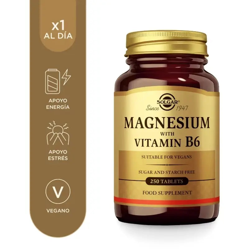 Solgar Magnésio com Vitamina B6, 250 Comprimidos