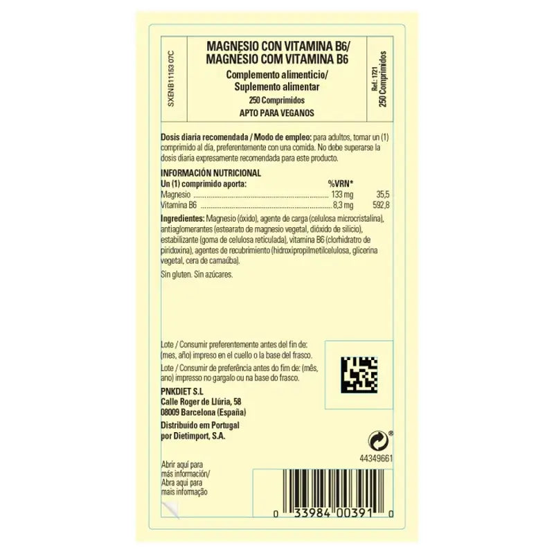 Solgar Magnésio com Vitamina B6, 250 Comprimidos