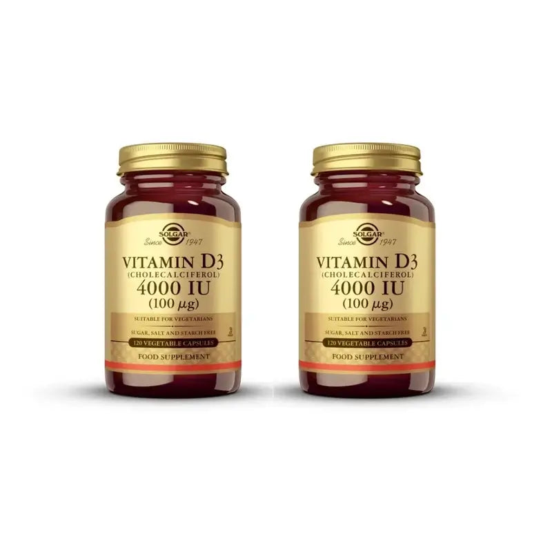 Solgar Vitamina D3 4000 UI, 2X120 Cápsulas
