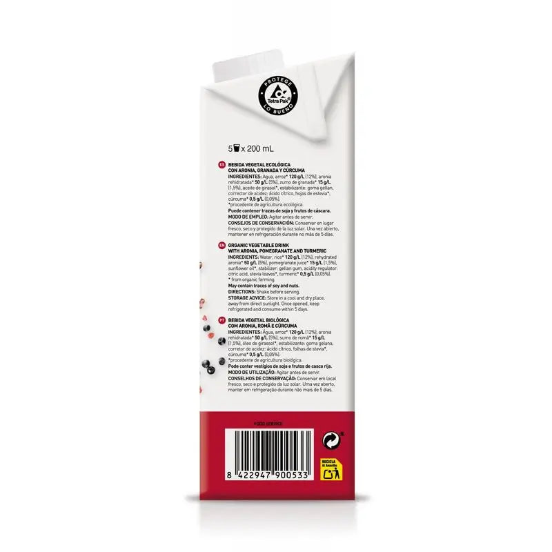 Soria Natural Bebida de Arroz Arogran com Romã Aronia 1Lt 6Ud