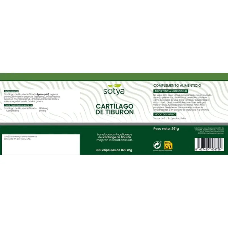 Sotya Cartilagem de Tubarão 870 Mg , 300 cápsulas