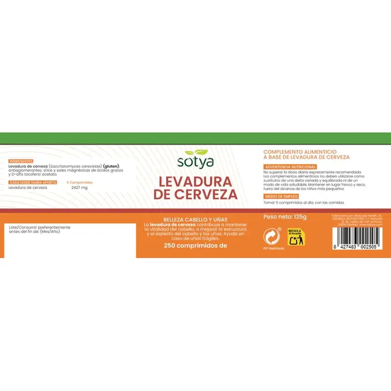 Levedura de Cerveja Sotya 500 Mg, 250 Comprimidos