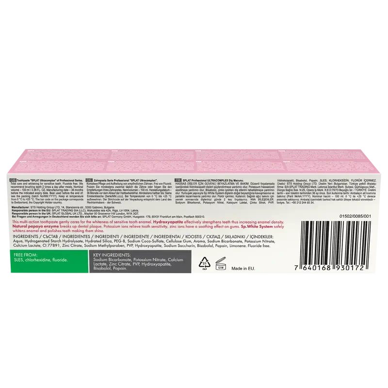 Splat Ultracomplex Pasta de dentes profissional , 100 ml