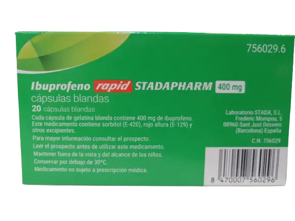 Stadapharm Ibuprofen Rapid 400 mg, 20 cápsulas