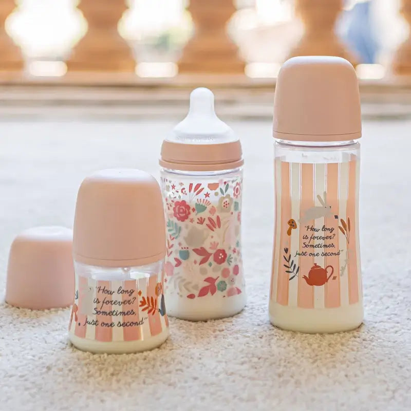 Suavinex Biberão 150 ml, fluxo lento (S), +0 meses, Rosa maravilha