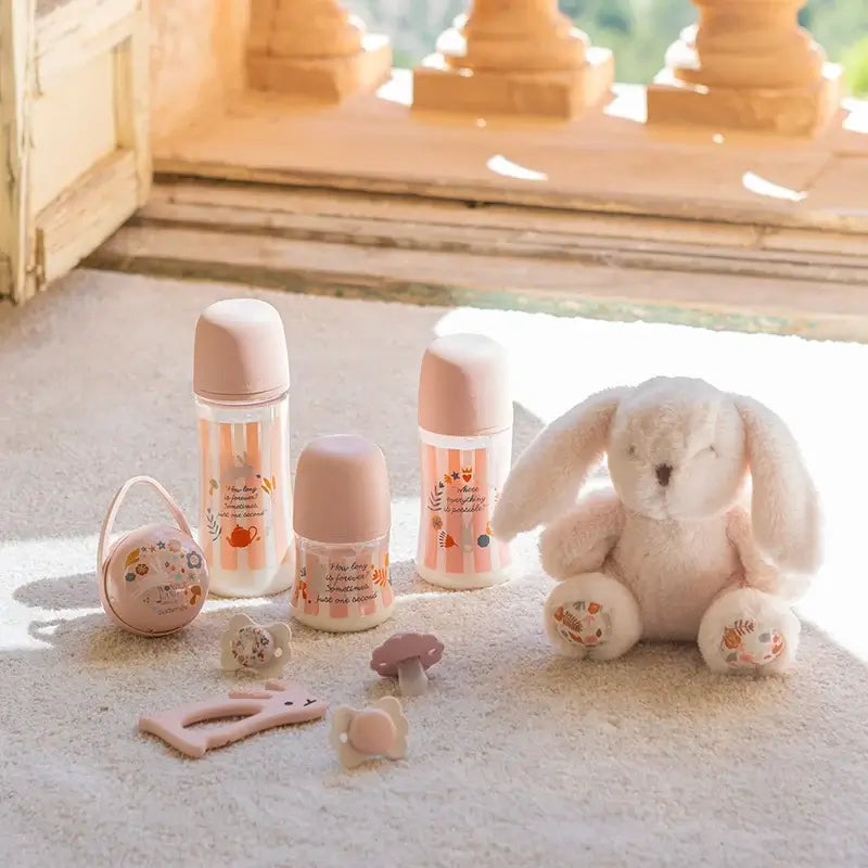 Suavinex Biberão 150 ml, fluxo lento (S), +0 meses, Rosa maravilha