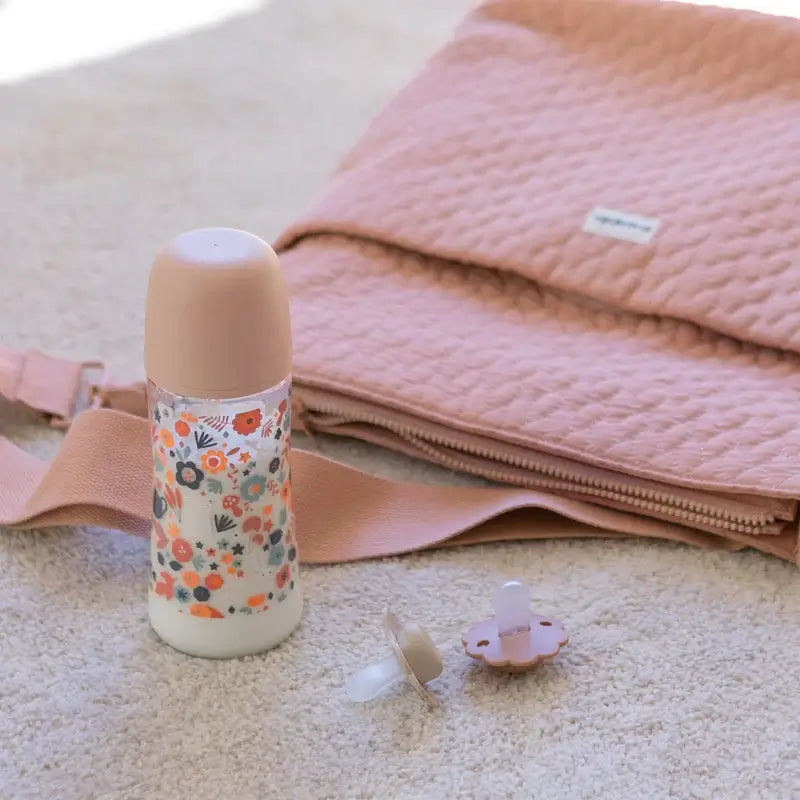 Suavinex Biberão 270 Ml, Fluxo Médio (M), +3 Meses, Rosa Flores do País das Maravilhas