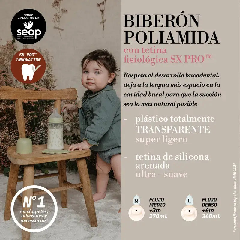 Suavinex Biberão 360 Ml, Fluxo denso (L), +6 Meses, Azul Poesia