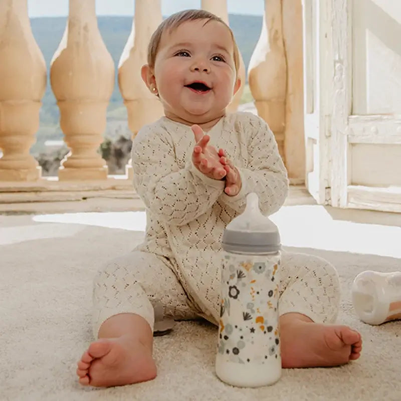 Suavinex Biberão 360 Ml, Fluxo denso (L), +6 meses, Azul Flores do País das Maravilhas