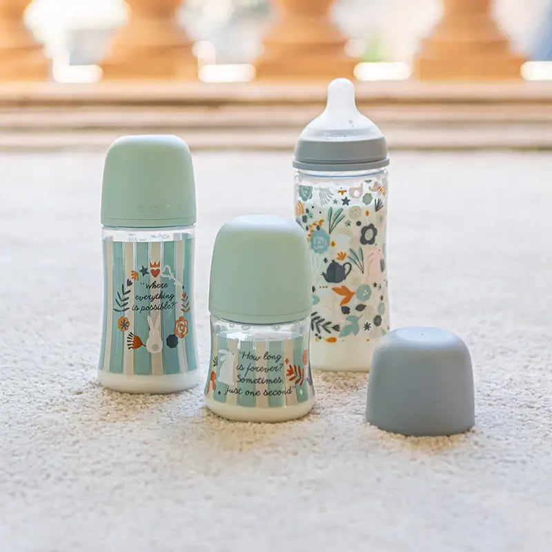 Suavinex Biberão 360 Ml, Fluxo denso (L), +6 meses, Azul Flores do País das Maravilhas