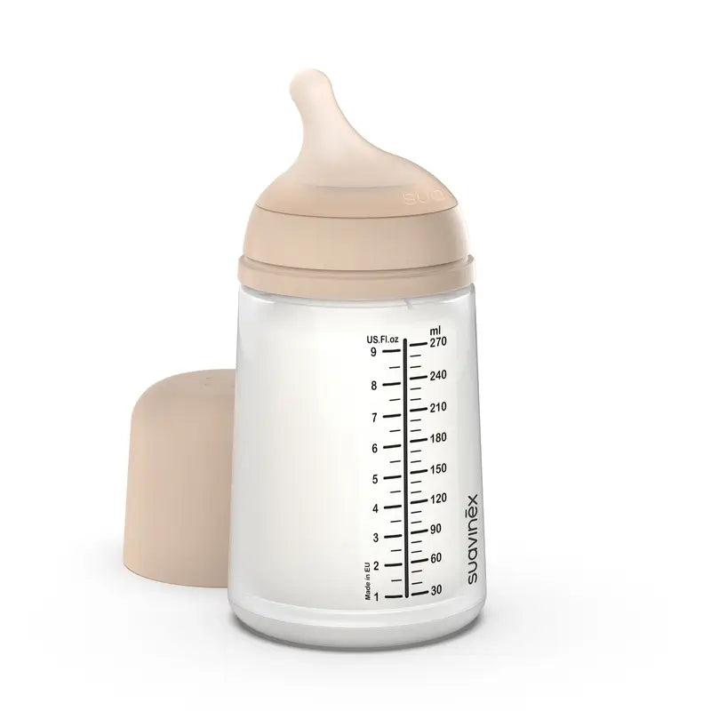 Suavinex Biberão anti-cólicas Zero Zero 270 Ml, Fluxo médio (M), +3 meses, Claro