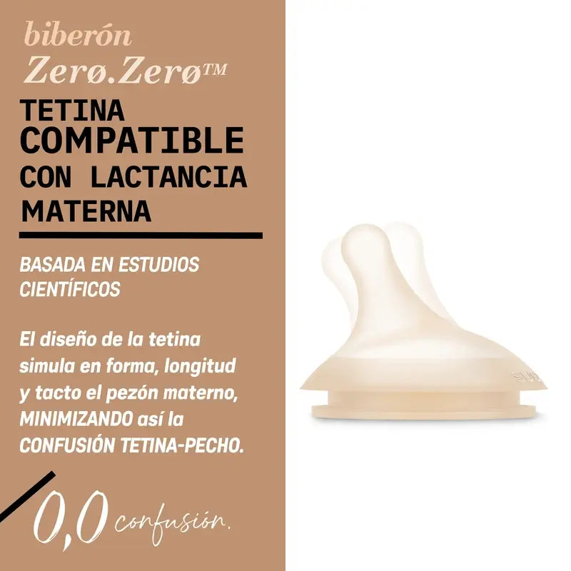 Suavinex Biberão anti-cólicas Zero Zero 270 Ml, Fluxo médio (M), +3 meses, Claro
