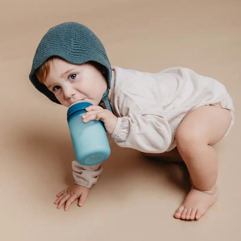 Suavinex Biberão de Silicone 240 Ml, Fluxo Médio (M), +3 Meses, Azul Balada