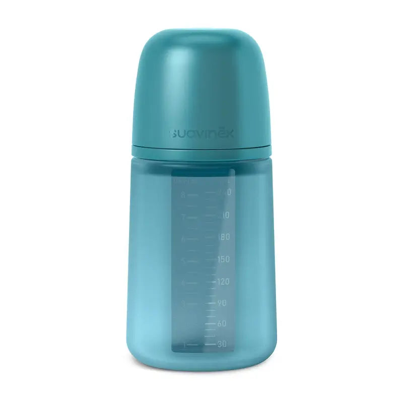 Suavinex Biberão de silicone 240 ml, Fluxo médio (M), +3 meses, Oceano profundo