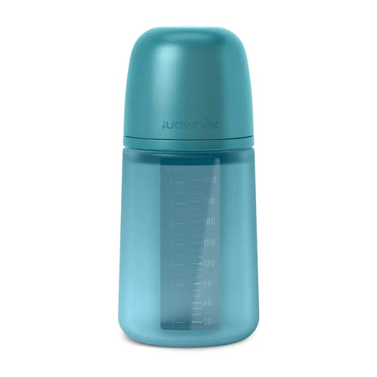 Suavinex Biberão de silicone 240 ml, Fluxo médio (M), +3 meses, Oceano profundo