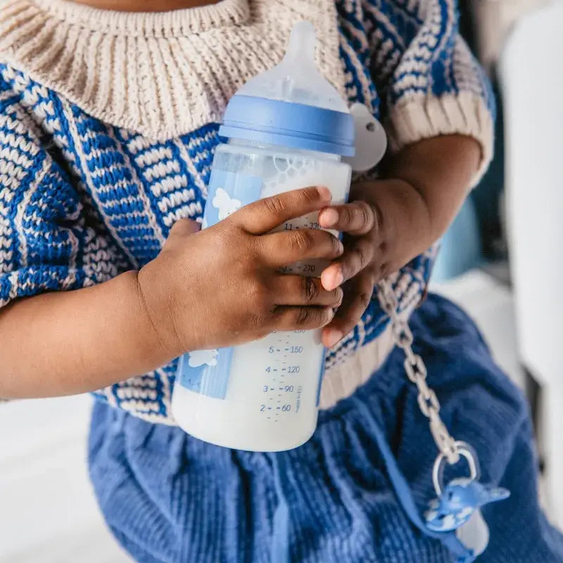 Suavinex Sx Pro Teat Biberão de fluxo denso (L) +6 meses Wild&Free Blue, 360 ml