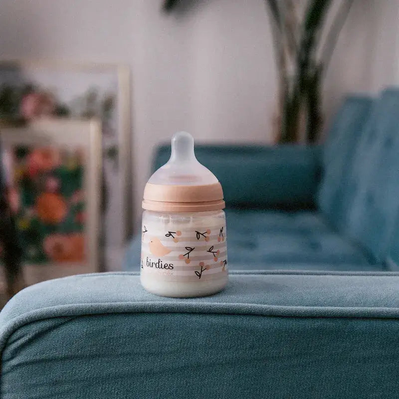 Suavinex Biberão Tetina Sx Pro Slow Flow (S) +0 Meses Passarinhos Rosa, 150 ml