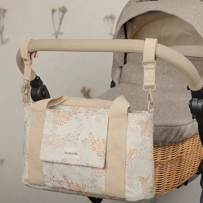 Suavinex Cesto de pão retangular com estampado bege Bolsa para carrinho de bebé