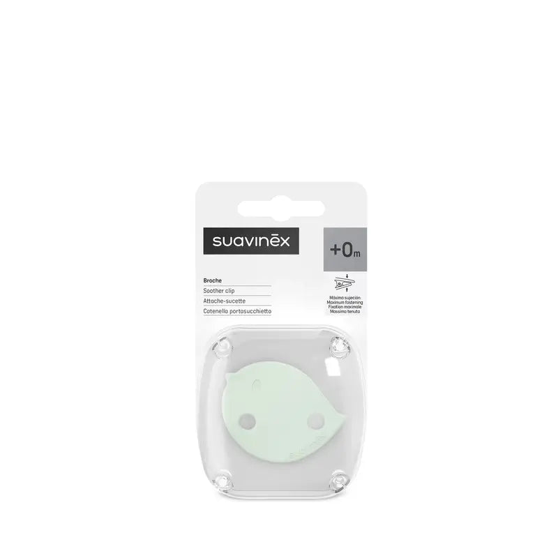 Suavinex Porta-chupetas com clipes +0 meses Passarinhos Verde