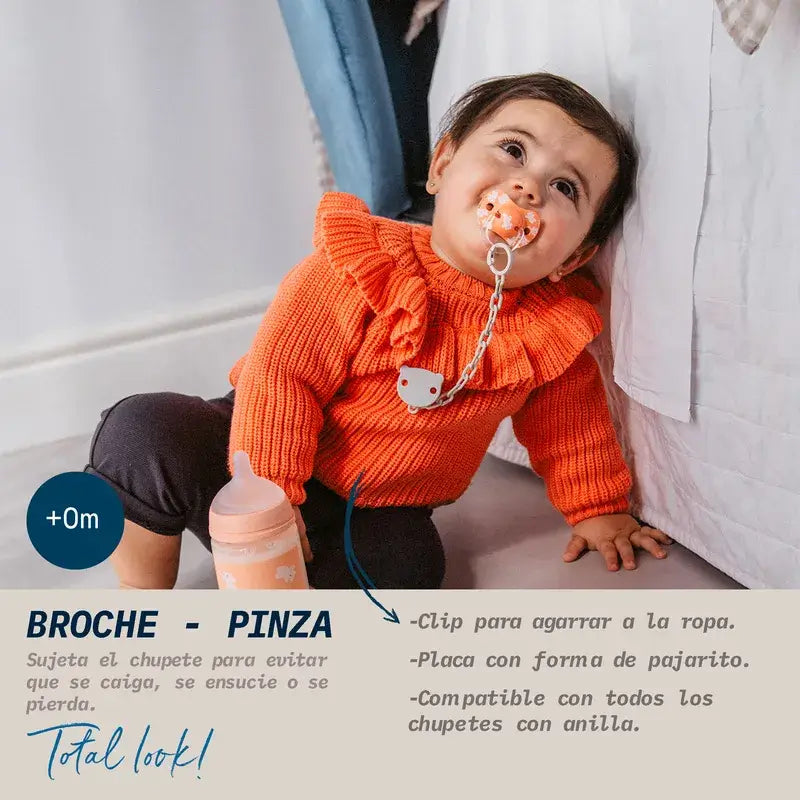 Suavinex Porta-chupetas Clip +0 Meses Wild&Free Bege