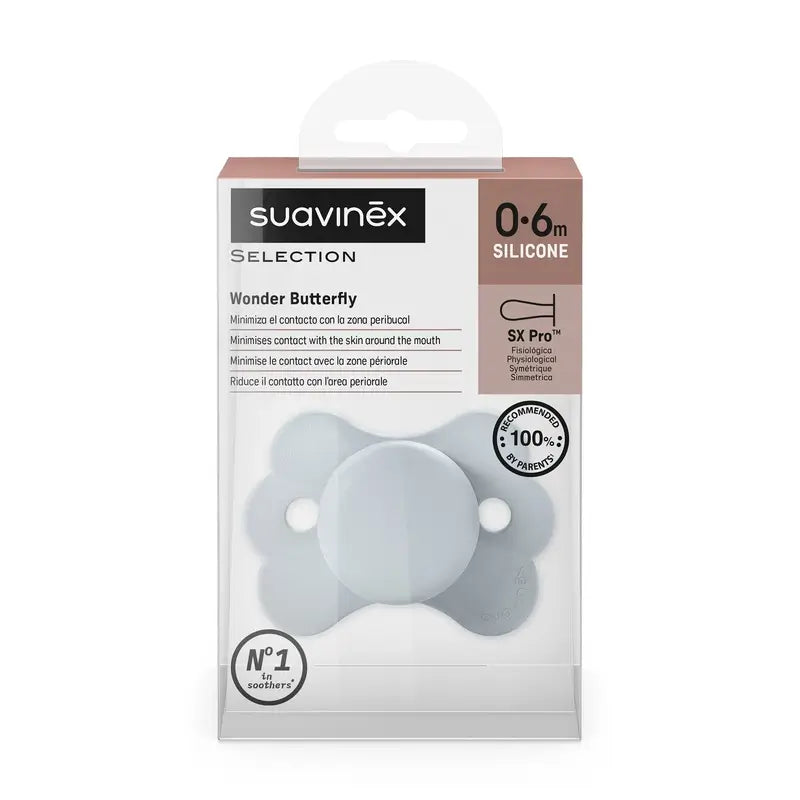 Suavinex Soother Sx Pro 0/6 Months, Wonderland Plain Blue